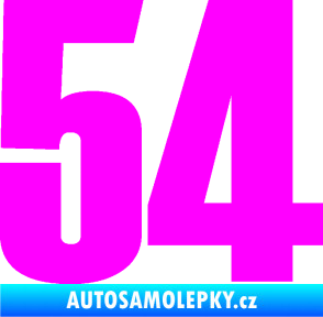 Samolepka Startovní číslo 54 typ 2   Fluorescentní růžová