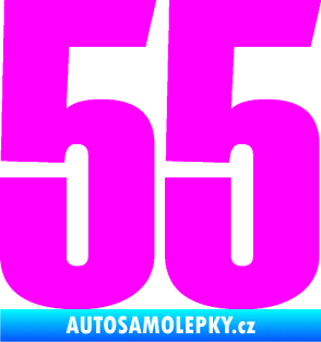Samolepka Startovní číslo 55 typ 2   Fluorescentní růžová