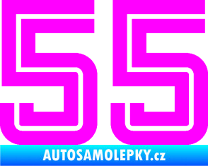 Samolepka Startovní číslo 55 typ 7 Fluorescentní růžová
