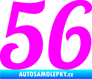 Samolepka Startovní číslo 56 typ 3 Fluorescentní růžová