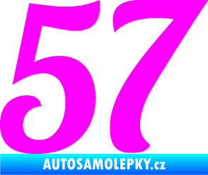 Samolepka Startovní číslo 57 typ 3 Fluorescentní růžová