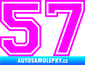 Samolepka Startovní číslo 57 typ 4 Fluorescentní růžová