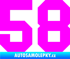Samolepka Startovní číslo 58 Fluorescentní růžová