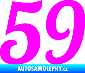 Samolepka Startovní číslo 59 typ 3 Fluorescentní růžová