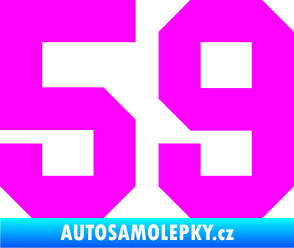 Samolepka Startovní číslo 59 Fluorescentní růžová