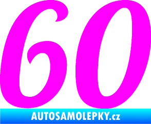 Samolepka Startovní číslo 60 typ 3 Fluorescentní růžová