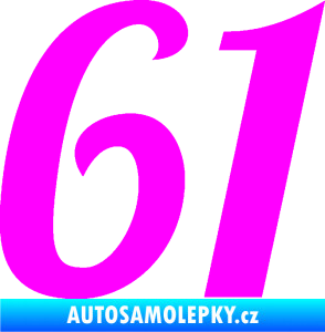 Samolepka Startovní číslo 61 typ 3 Fluorescentní růžová