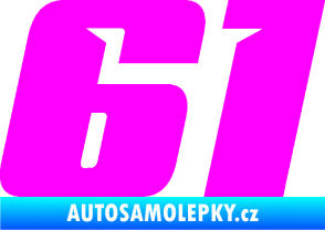 Samolepka Startovní číslo 61 typ 6 Fluorescentní růžová