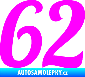 Samolepka Startovní číslo 62 typ 3 Fluorescentní růžová