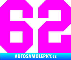 Samolepka Startovní číslo 62 Fluorescentní růžová