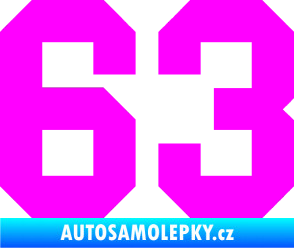 Samolepka Startovní číslo 63 Fluorescentní růžová
