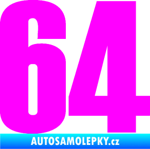Samolepka Startovní číslo 64 typ 2    Fluorescentní růžová