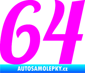Samolepka Startovní číslo 64 typ 3 Fluorescentní růžová