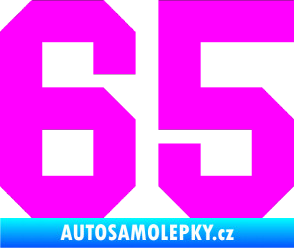 Samolepka Startovní číslo 65 Fluorescentní růžová