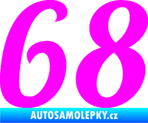Samolepka Startovní číslo 68 typ 3 Fluorescentní růžová