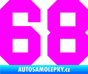 Samolepka Startovní číslo 68 Fluorescentní růžová