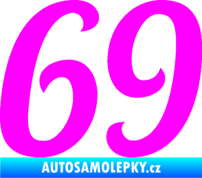 Samolepka Startovní číslo 69 typ 3 Fluorescentní růžová