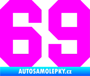 Samolepka Startovní číslo 69 Fluorescentní růžová