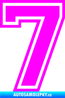 Samolepka Startovní číslo 7 typ 4 Fluorescentní růžová