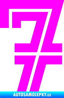 Samolepka Startovní číslo 7 typ 7 Fluorescentní růžová