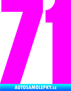 Samolepka Startovní číslo 71 typ 2  Fluorescentní růžová