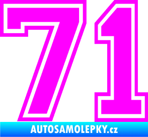 Samolepka Startovní číslo 71 typ 4 Fluorescentní růžová