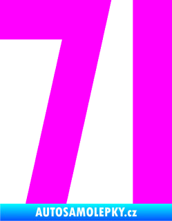 Samolepka Startovní číslo 71 Fluorescentní růžová
