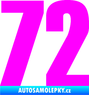 Samolepka Startovní číslo 72 typ 2   Fluorescentní růžová