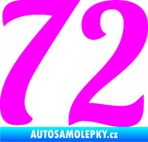 Samolepka Startovní číslo 72 typ 3   Fluorescentní růžová