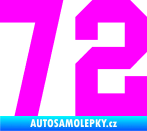 Samolepka Startovní číslo 72 Fluorescentní růžová
