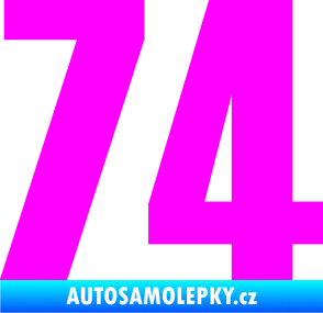 Samolepka Startovní číslo 74 typ 2     Fluorescentní růžová