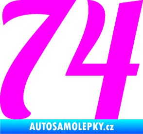 Samolepka Startovní číslo 74 typ 3   Fluorescentní růžová