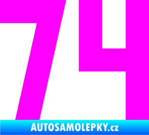 Samolepka Startovní číslo 74 Fluorescentní růžová