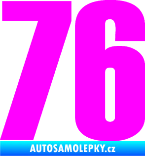 Samolepka Startovní číslo 76 typ 2       Fluorescentní růžová