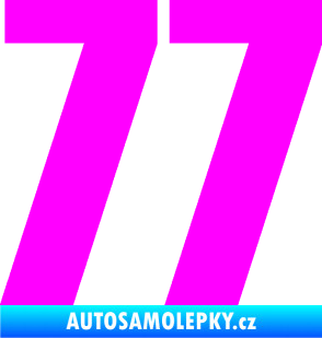 Samolepka Startovní číslo 77 typ 2        Fluorescentní růžová