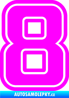 Samolepka Startovní číslo 8 typ 5 Fluorescentní růžová