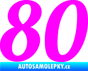 Samolepka Startovní číslo 80 typ 3   Fluorescentní růžová