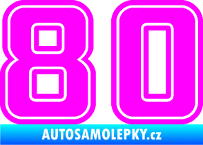 Samolepka Startovní číslo 80 typ 5 Fluorescentní růžová