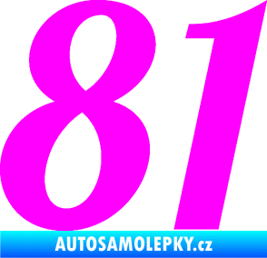 Samolepka Startovní číslo 81 typ 3   Fluorescentní růžová