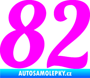 Samolepka Startovní číslo 82 typ 3   Fluorescentní růžová