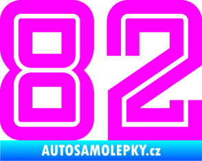 Samolepka Startovní číslo 82 typ 7 Fluorescentní růžová