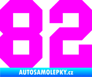 Samolepka Startovní číslo 82 Fluorescentní růžová
