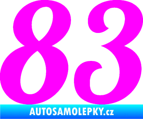 Samolepka Startovní číslo 83 typ 3   Fluorescentní růžová