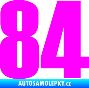Samolepka Startovní číslo 84 typ 2    Fluorescentní růžová