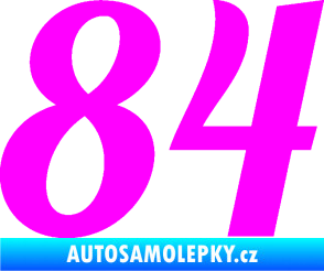 Samolepka Startovní číslo 84 typ 3  Fluorescentní růžová
