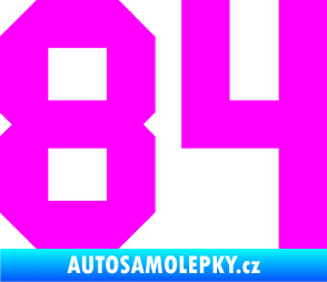 Samolepka Startovní číslo 84 Fluorescentní růžová