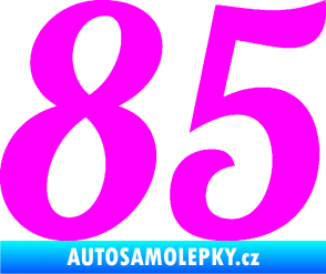 Samolepka Startovní číslo 85 typ 3   Fluorescentní růžová