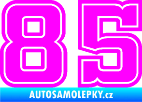 Samolepka Startovní číslo 85 typ 5 Fluorescentní růžová
