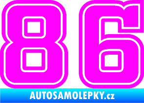 Samolepka Startovní číslo 86 typ 5 Fluorescentní růžová