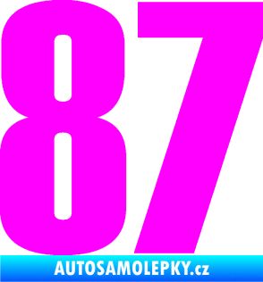 Samolepka Startovní číslo 87 typ 2       Fluorescentní růžová